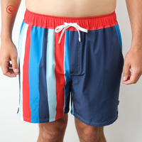 Prix de gros : Short de bain grande taille pour homme, rayé rouge et bleu, avec cordon de serrage, pour la plage