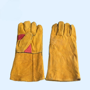 Gants de soudage flexibles à pouce droit en cuir de vachette croûte doré, doublés coton, 10,5 pouces, pas chers, marque HK, importés directement des États-Unis - Product Image 1