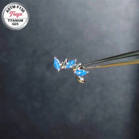 G23 ASTM-F136 Titanium Horse Eye Zircon Ear Stud Piercing Earrings Tragus Helix Daith Lobe Flat Back Lip Labret Piercing Jewelry