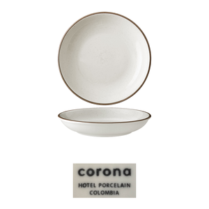 Assiette creuse artisanale beige Ø 25,4 cm décorée à la main Corona - Product Image 4