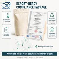 Sachet d'emballage alimentaire en polypropylène recyclable (PPWR) à fermeture éclair, avec fenêtre, pour snacks, noix et biscuits, vente en gros