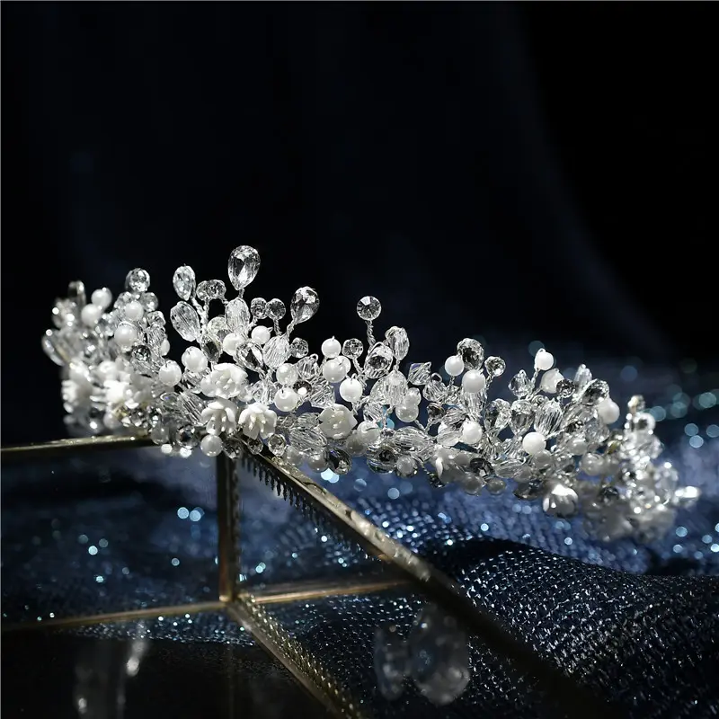 Bridal Accessories Wedding Elegant Handmade Crown Jewelry Headdress Wedding Crystal Hair Accessories Bridal Tiara For Women