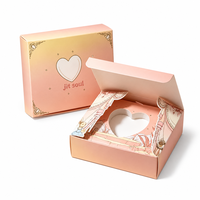 Boîte cadeau rigide pliable de luxe rose dégradé, design cœur, pour bijoux, cosmétiques, petits cadeaux, impression OEM en gros