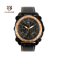 2024 nouvelle personnalisation sportive montre à Quartz pour hommes avec calendrier multi-fuseau horaire fonction de plongée bracelet en cuir boîtier en acier inoxydable