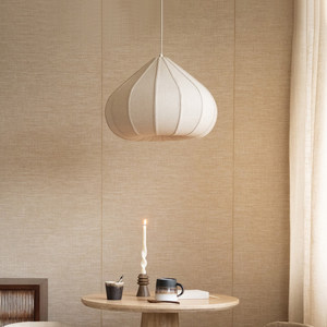 Lampe suspendue ovale en lin blanc E27, lampe à économie d'énergie, diamètre 40cm, luminaire pour la maison et le bureau - Product Image 1