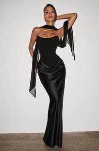Chic Conjuntos De Mujer 2026 Robe de soirée bustier à lacets, dos nu, coupe ajustée, avec ruban, robes d'été moulantes pour <span class=keywords><strong>femme</strong></span>, idéale pour les soirées - Product Image 5