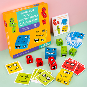 Cubo Mágico de Madera con Caras Intercambiables, Bloques de Construcción, Juego de Mesa Educativo para el Desarrollo del Pensamiento Lógico en Niños, Juguete de Nivel de Dificultad - Product Image 3
