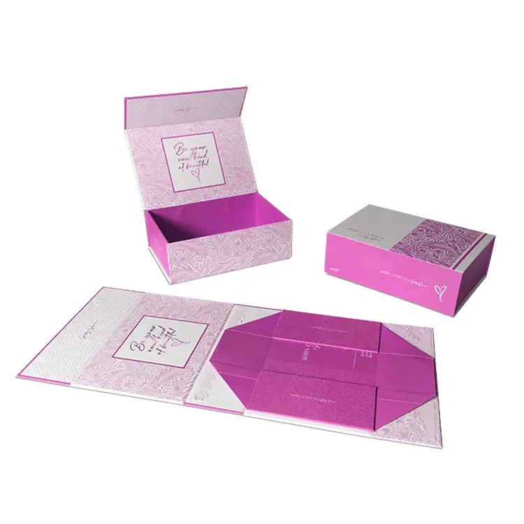 Flachversanddruck kundendefinierte rosa luxuriöse faltbare magnetische Geschenkbox für Geschenk Aufbewahrung aus Papier