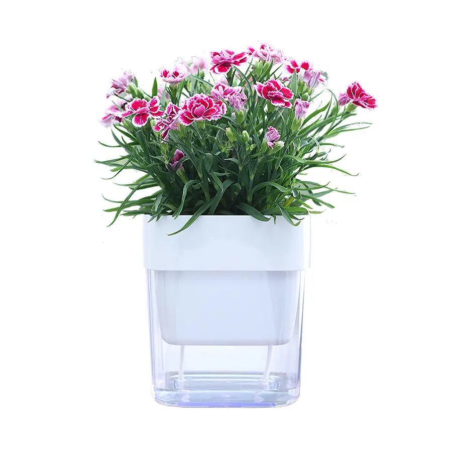 Vaso de plástico para jardim, vaso para plantas quadrado de plástico rega automática, 4 6 polegadas, para área interna e externa, escritório, branco ou pequeno, pote nórdico, venda imperdível, 2022