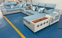 Canapé de salon Smart Music 2 5 7 places canapé combiné en tissu avec table d'appoint multifonctionnelle canapé en forme de U au design simple