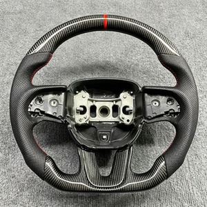 Volante de Coche, Volante Deportivo de Fibra de Carbono Negro de Alta Calidad, Apto para <span class=keywords><strong>Dodge</strong></span> Challenger SRT 2015 2016 2017 2018 2019 2020 - Product Image 4