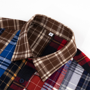 <span class=keywords><strong>Chemise</strong></span> à manches longues à carreaux en tissu à carreaux pour <span class=keywords><strong>homme</strong></span>, <span class=keywords><strong>chemise</strong></span> décontractée en flanelle à carreaux, <span class=keywords><strong>chemise</strong></span> boutonnée à patchwork - Product Image 3