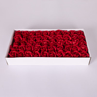 50 pièces/boîte, vente en gros à bas prix, décoration de mariage, cadeau pour femmes, savon à deux couches, fleur artificielle, tête de rose