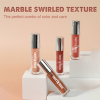 Gloss à lèvres liquide naturel brillant, effet marbré, tubes ronds personnalisés OEM, faible MOQ, marque privée