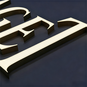 Tùy chỉnh 3D <span class=keywords><strong>LED</strong></span> chữ kênh Trắng Acrylic phía trước với chải vàng bên chiếu sáng dấu hiệu cho cửa hàng quảng cáo chiếu sáng - Product Image 3