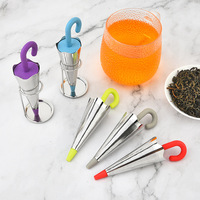 Infuseur à thé créatif et écologique en acier inoxydable 304 en forme de parapluie, avec couvercle en silicone et plateau anti-goutte, sans BPA, pour thé en vrac