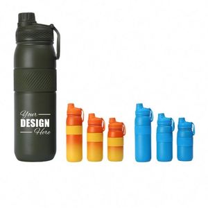 <b>Collapsible</b> Silicone <b>Water</b> <b>Bottle</b> - Stainless Steel Insulated Tumbler for Outdoor Sports & Travel, Bulk Options - Product Image 1
