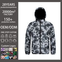 Veste matelassée à capuche coupe-vent à motif tie-dye pour l'extérieur, 100 % nylon, hiver, épaisse et chaude, support OEM/ODM, livraison rapide