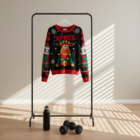 Pull tricoté intégral pour femme, motif animalier, logo fin sur le devant, style décontracté hiver, style Noël moche