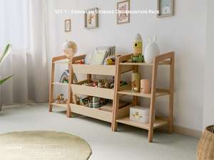 Montessori komple oyuncak organizasyon seti güvenli ahşap ve plastik depolama kitaplık bölücüler ile <span class=keywords><strong>kids</strong></span> 'yatak odası ve oturma odası kullanımı için - Product Image 2