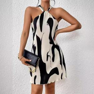 ओएचसीसा ग्रीष्मकालीन अवकाश महिलाओं के पूर्ण मुद्रित स्ट्रेची स्लीवलेस वक्र मिडी आकस्मिक कपड़े - Product Image 5