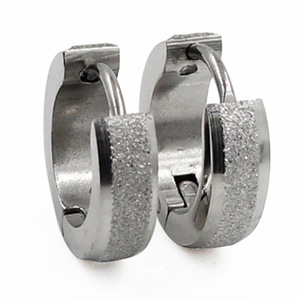 Pendientes de aro de acero inoxidable dorado con acabado esmerilado, diseño minimalista, joyería de moda para mujeres, hombres, estilo unisex EA300201G - Product Image 5