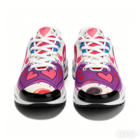 Op maat gemaakte Air Cushion Sneakers met hart-graffiti print, mesh hardloopschoenen, gepersonaliseerde Valentijnsdag casual schoenen voor dames