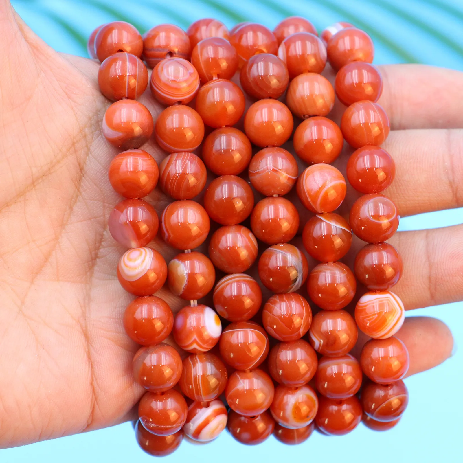 10mm red agate crystal beads string gemstone bracelet for jewelry making