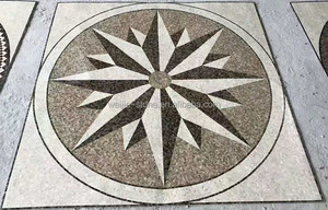 Mosaico Artesanal Natural en Forma de Rosa de los Vientos con Medallón Náutico, Colores de Mármol para Pisos, Disponible en Alibaba - Product Image 2