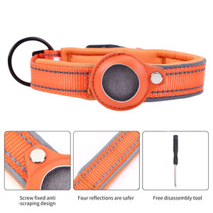 Venta al por mayor de nylon reflectante ajustable gato perro Collar con Air Tag titular suave acolchado Airtag caso perro Collar accesorios para mascotas