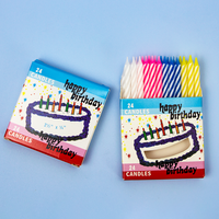 24 Bougies Fines Arc-en-ciel pour Fêtes, Sans Odeur, Combustion Propre, pour Cupcakes, Vente Directe Usine