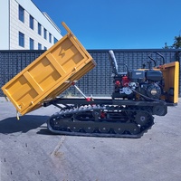 Mini-dumper sur chenilles pour jardin avec déchargement hydraulique automatique, démarrage électrique et haute efficacité
