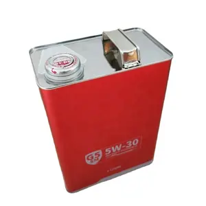 Metal Tin Can Custom Printed 4 Liter F Type Metal Can Oblong Engine Oil Tin Cans With Japan Metal Squeeze Cap