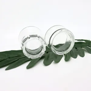 Ingrosso bombola di vetro trasparente con bombole di lusso vasetti di piccole dimensioni 1oz 2oz bocca larga contenitori di candele vuote