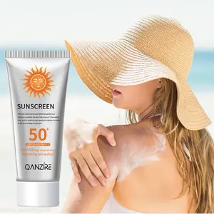 Venta al por mayor de crema solar para la piel Spf 50 de etiqueta privada orgánica blanqueamiento Facial UV crema bloqueadora solar cara y cuerpo protector solar