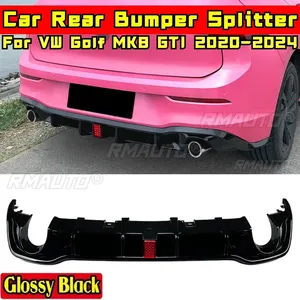 Golf MK8 GTI Rear Bumper <b>Splitter</b> Glossy Black With Lamp Style Rear Bumper Spoiler for VW Golf MK8 GTI 2020-2024 Car Accessories - Product Image 1