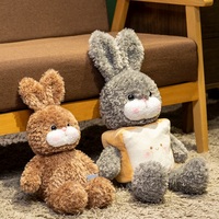 Peluche Lapin Mignon Créatif, Jouet en Peluche Animal Doux, Poupée Lapin Rembourrée avec Hamburger et Toast pour Enfants, Décoration Maison, Cadeau d'Anniversaire