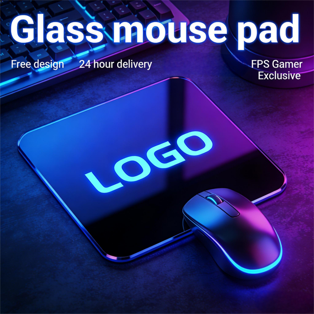 Custom High-speed Glass Desk Mat Ultra-thin Glass Mouse Pad Tempered Glass Mousepad for Gaming Office Work