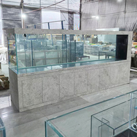 Aquarium sur mesure pour fruits de mer de restaurant, 3230L, avec cadre en ardoise, 380cm de long, en verre, pour poissons vivants