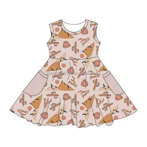 Özelleştirilebilir çocuklar yaz giysileri bebek elbise sevimli basit tasarım nötr çöl batı dikişsiz desen kızlar ck
