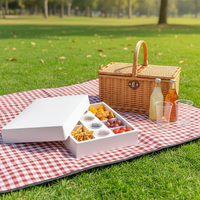 Boîte de traiteur en carton kraft brun avec couvercle à compartiments pour pique-nique et camping, finition brillante/matte, gaufrage, épaisseur 1 mm, emballage pour tacos