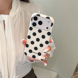 เคสโทรศัพท์ลายจุดสไตล์มินิมอลเกาหลีแบบสองชั้นสำหรับ iPhone17ProMax/16/15/14  ฝาหลังแบบด้าน ป้องกันการกระแทก สำหรับผู้หญิง - Product Image 2