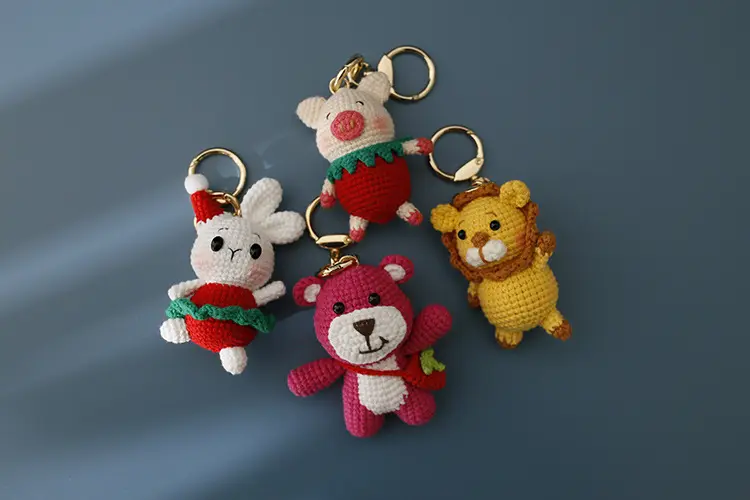 Mini Crochet móc móc chìa khóa tự làm Crochet Keychain handmade 3D phim hoạt hình nhân vật hoạt hình Crochet len plushies Key chủ Kid Quà Tặng