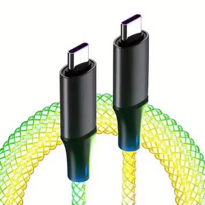 ราคาโรงงาน66W RGB สาย USB ไฟ LED breathing gradient Super Fast Charge USB C TO USB C ชาร์จข้อมูล - Product Image 1