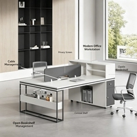 Poste de travail commercial moderne modulaire en open space pour 1-2-3 personnes, table de bureau pour personnel avec armoire CPU dissimulée