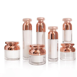 Flacons pompe sans air en or rose de luxe 15g 30g 50g Pots de crème pour le visage jour et nuit Emballages de soins de la peau Contenants à utiliser pour la lotion - Product Image 1