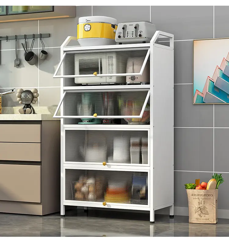 2023 Latest Design Modern Kitchen Cabinets Floor Movable Other Kitchen Furniture Flip Kitchen Lockers Storage Rack