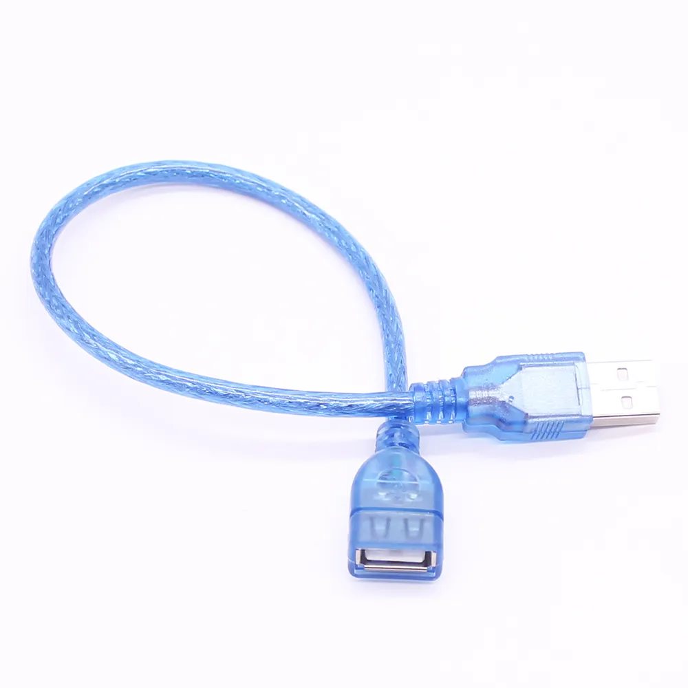 50CM High Speed USB 2.0 Extension Cable Transparent Blue Male To Female USB Extension Cord Copper Short Cable USB 2.0