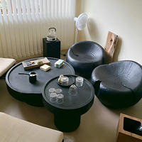 Tabouret à dossier noir carbonisé en bois d'origine, modèle de table à thé sculpté en racine, créatif, pour gîte, hôtel, club de loisirs, art