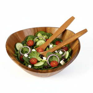 Tigela Grande de Madeira de Acácia de 12 Polegadas 2026, Conjunto de Tigelas de Madeira para Salada com Utensílios - Product Image 2